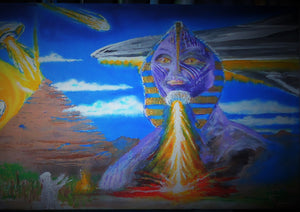 original Giza Pyramids painting... "Somebody to Watch Over Me"- 27 x 12-1/2" acrylic on canvas