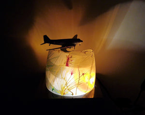 DC-3 flight-light sculpture "Eye of the Storm" glass, paint and light sculpture - original multi-dimensional artwork