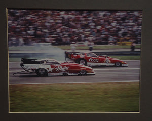 Mongoose McEwen vs. Ace McCulloch, Nitro Funny Cars- photograph 1986 Summernationals