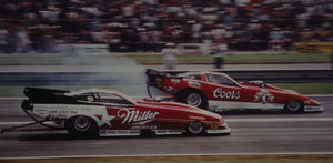 Mongoose McEwen vs. Ace McCulloch, Nitro Funny Cars- photograph 1986 Summernationals