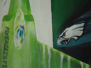 Philadelphia Eagles painting 36" x 24" on canvas "Champions Night Fly-Over"