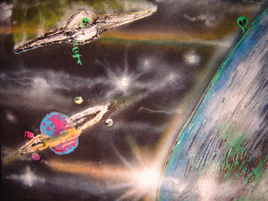 shopping/market tote Alien inspired for Out-of-This World Market trips-artist Hand Painted unique